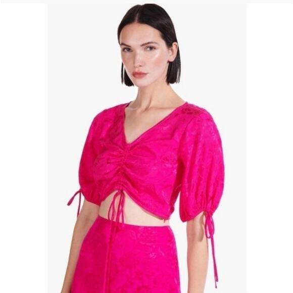 NWT STAUD "Bloom" Drawstring Top in Color Peony Size XS - Picture 1 of 4